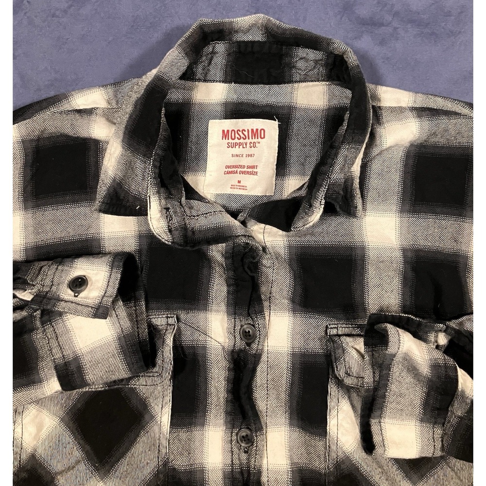 Mossimo Supply Co. Men's Plaid Flannel Shirt Size Medium Side Hip Pockets Y2K - Picture 5 of 9